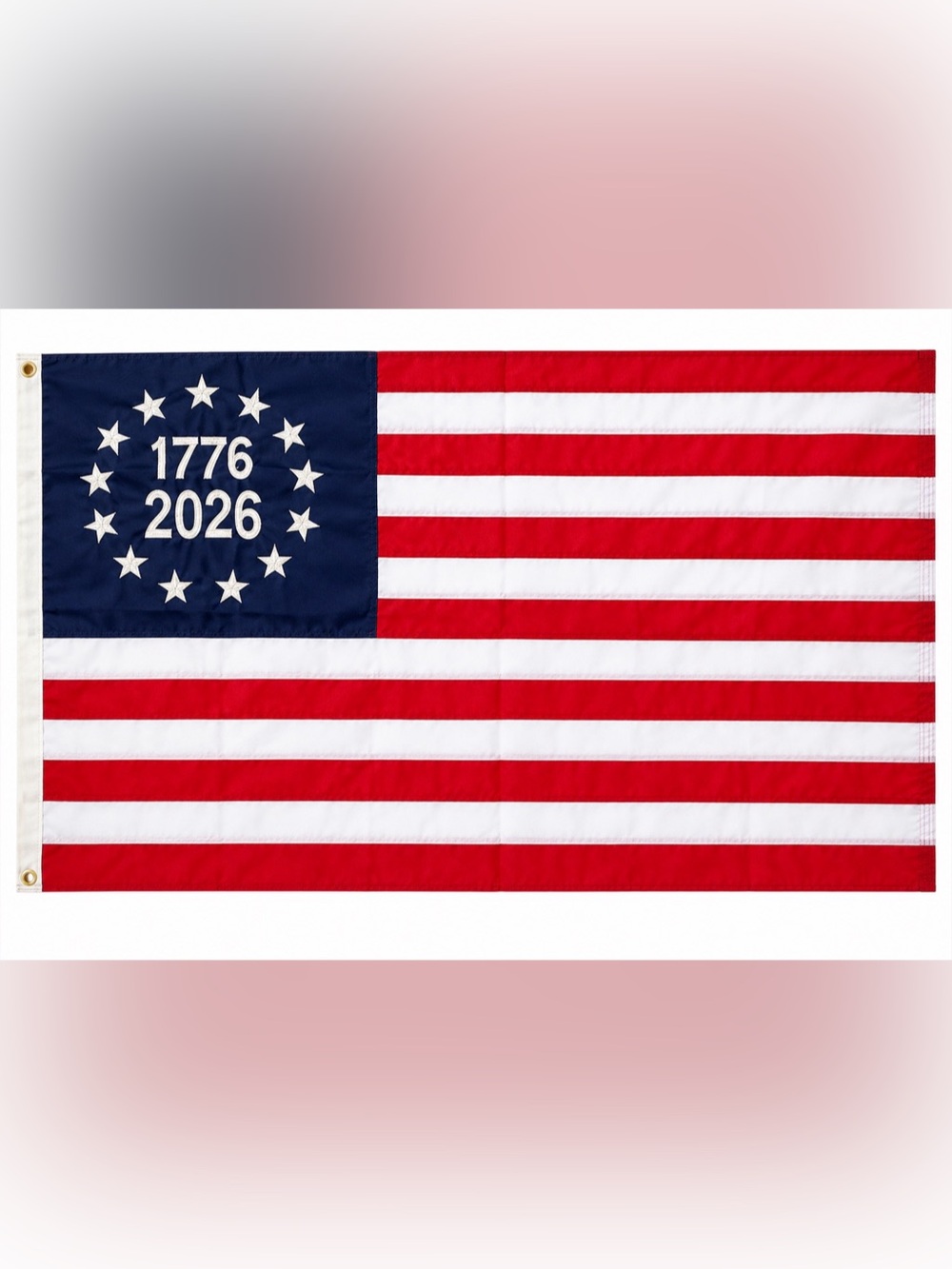 250th Anniversary USA Flag 3x5 Ft, Embroidered 1776-2026 Betsy Ross 13 Stars